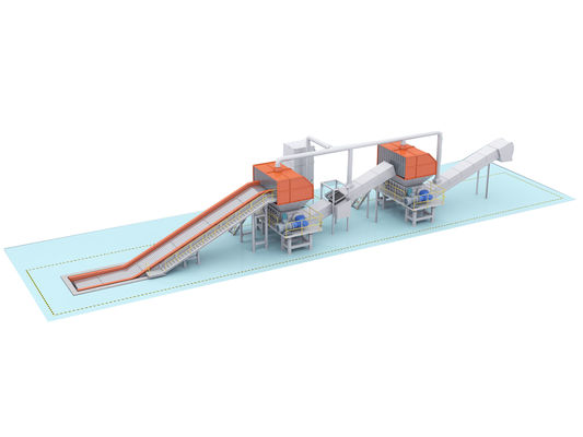 Triturador de eixo duplo de 110kW de potência para trituração de perfis de alumínio de 8000 kg de peso