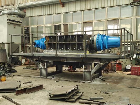 Triturador de sacos tecidos de plástico de duplo eixo de aço carbono para redes de pesca e tubos de filme de resíduos